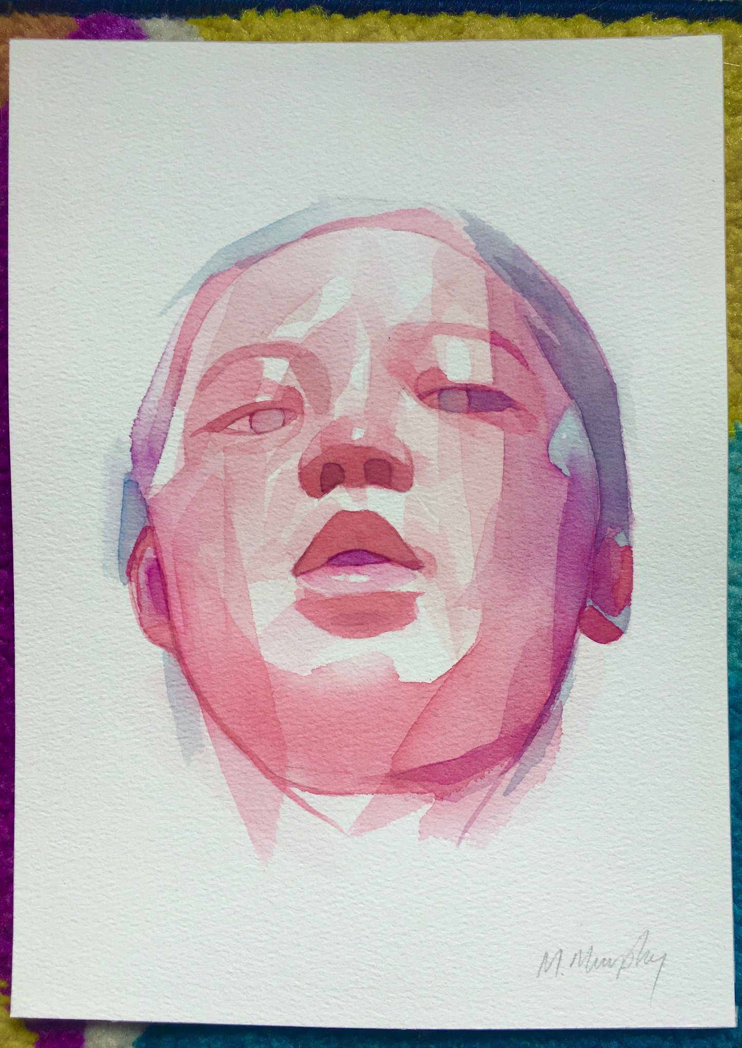 Untitled original watercolour abstract portrait painting