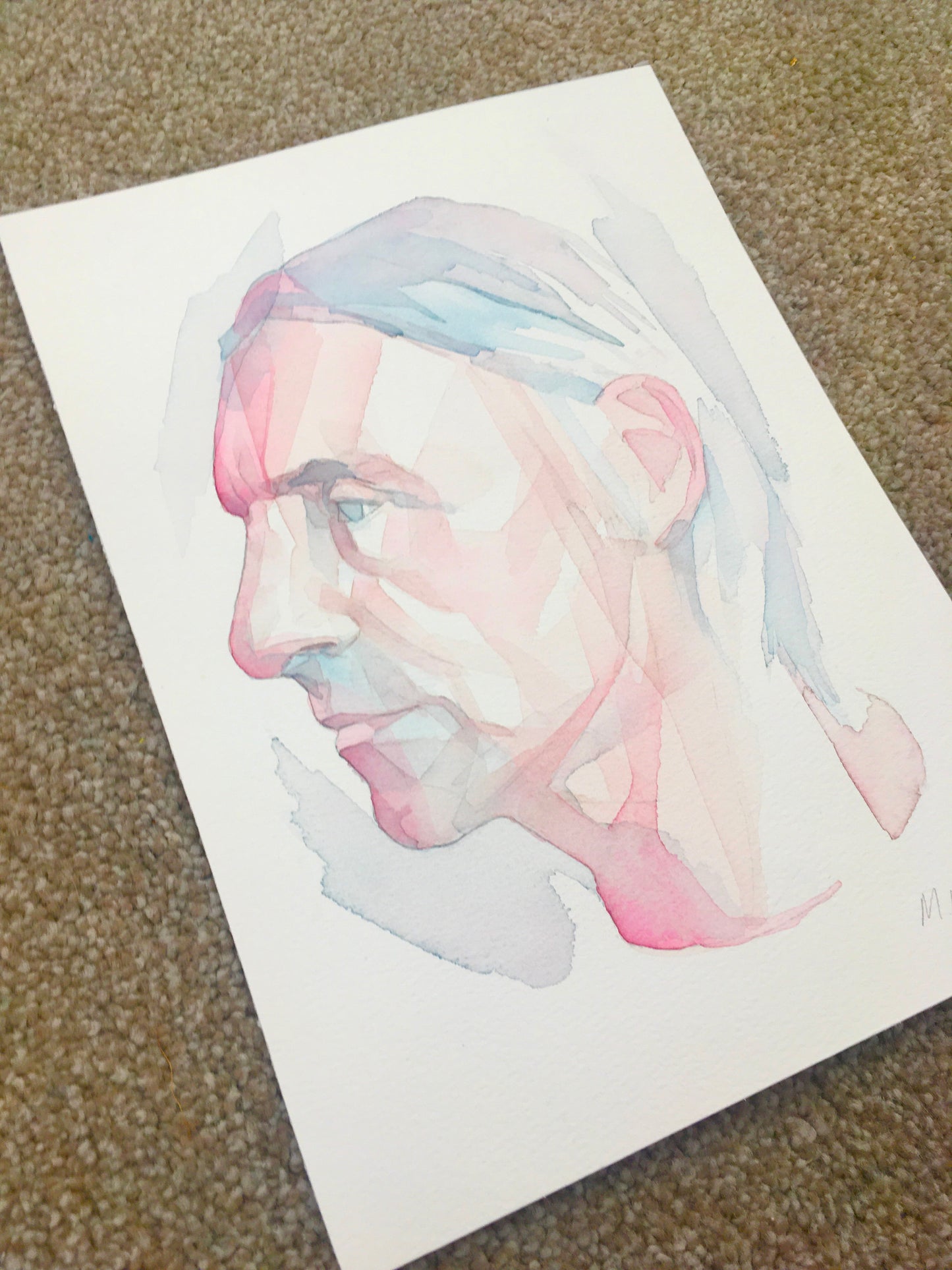 Paul Weller Original watercolour abstract portrait painting