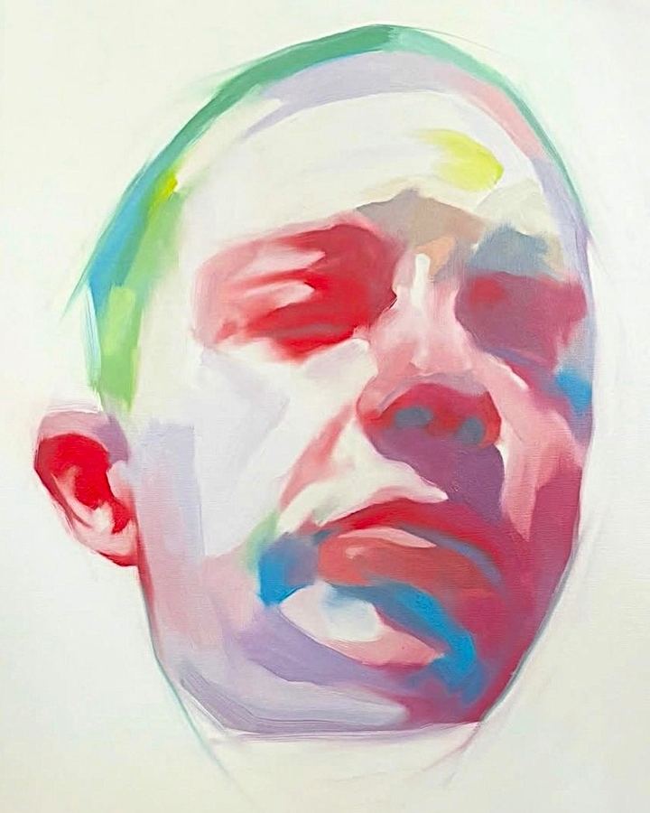 A colourful acrylic portrait by Matt Murphy