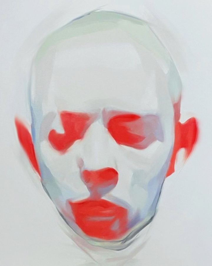 A bold, colourful oil portrait by Matt Murphy